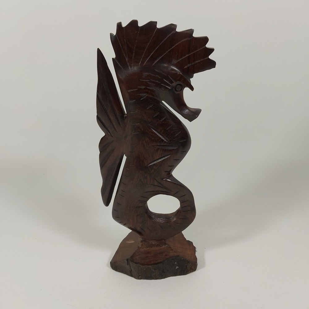 Iron Wood Hand Carved Seahorse‎ 11" Tall
